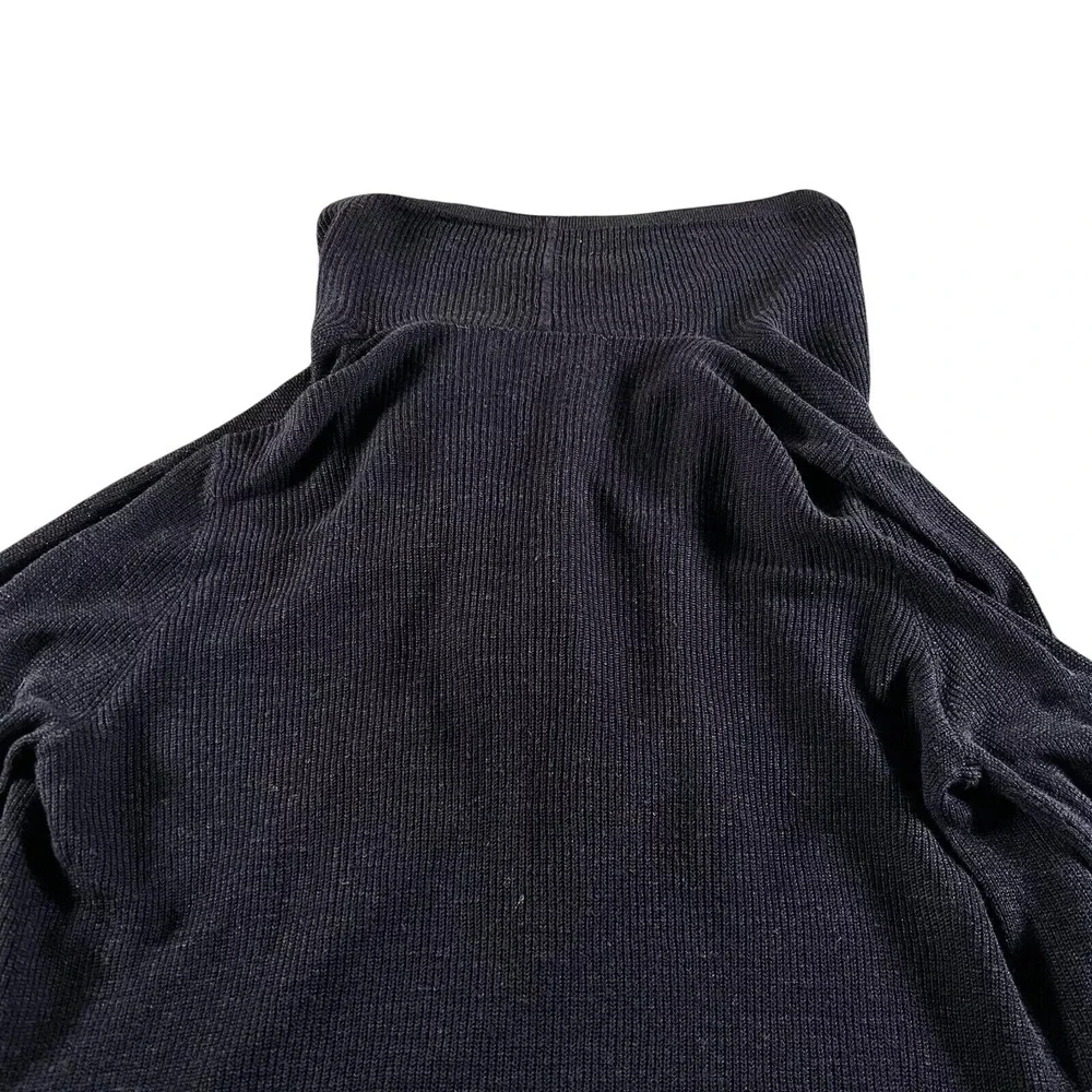 Loft Sweater Womens Size M Blue Linen Open Front Minimalist Draped Waterfall‎